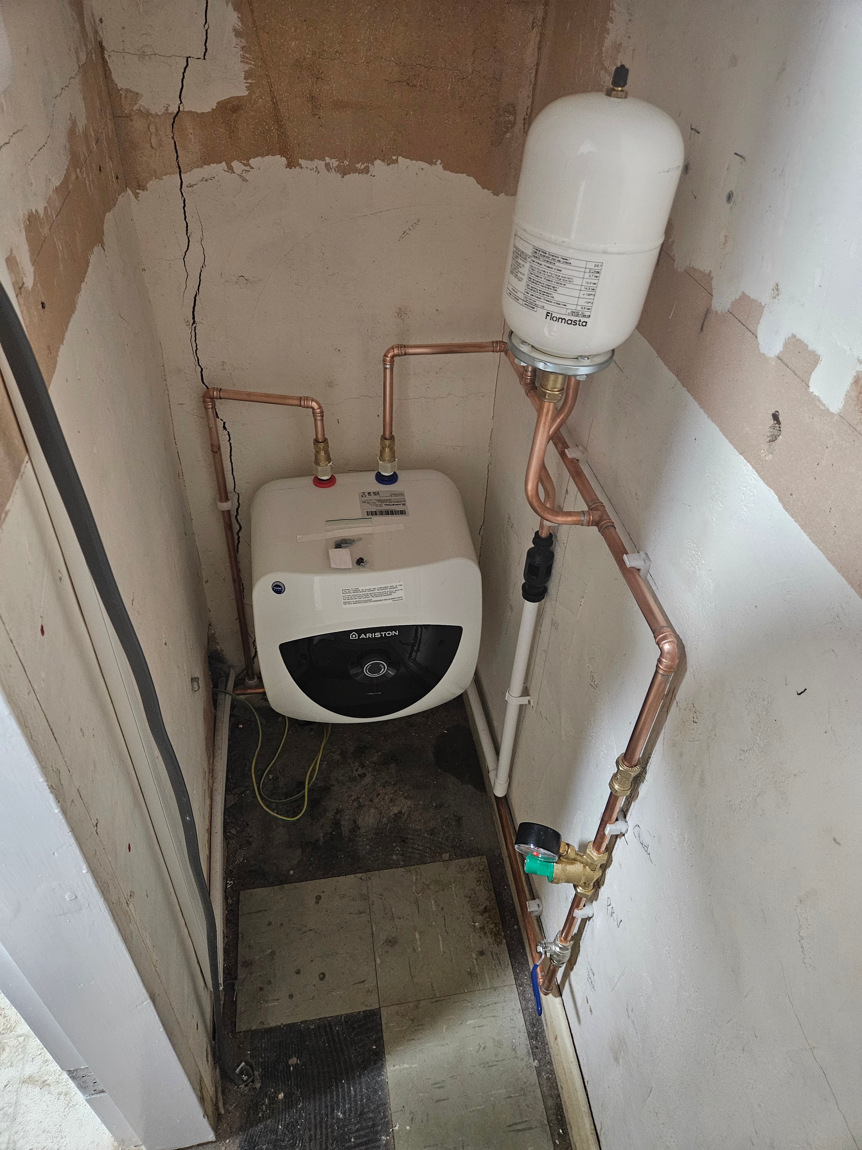 New Ariston water heater following installation